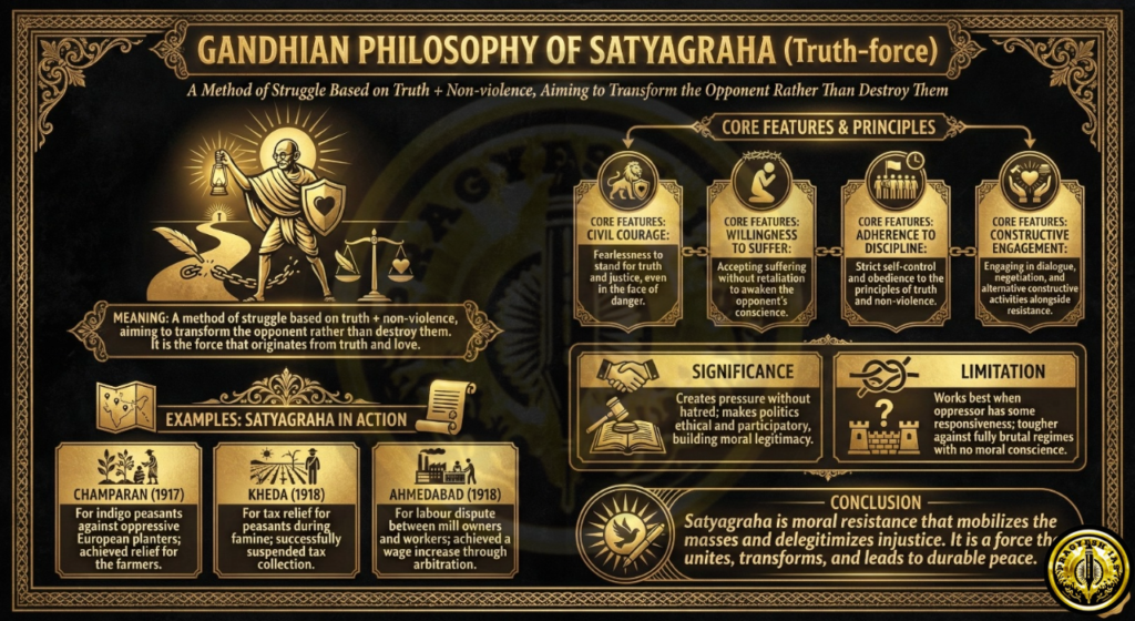 Gandhian Philosophy of Satyagraha (Truth-force)